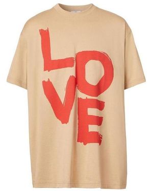 Burberry Love Print Organic Cotton T-Shirt - Orange