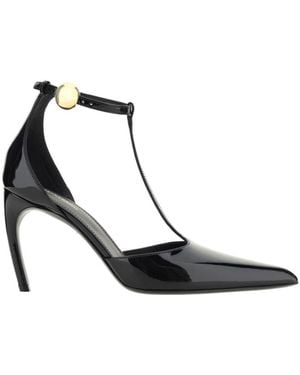 Ferragamo T-Strap Pointed-Toe Court Shoes - Black