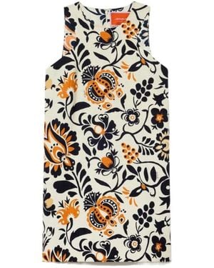 La DoubleJ Racer Floral-Print Mini Dress - White