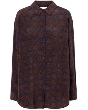 Matteau Printed Silk-Crepe De Chine Shirt - Purple