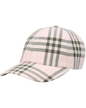 Burberry Checked Baseball Cap - White