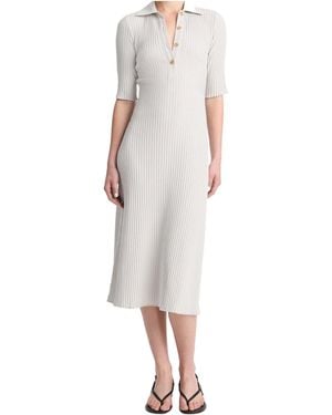 Vince Rib Polo-Neck Dress - White