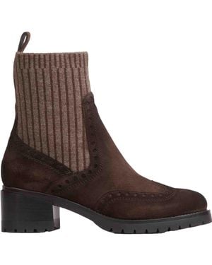 Santoni Suede Wingtip Boots - Brown