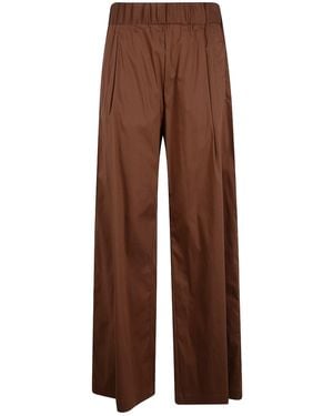 Semicouture Casual Trousers With Elastic Waist - Brown