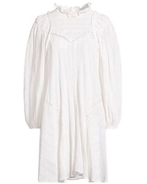 Isabel Marant Solid Color High-Neck Long-Sleeve Dress - White