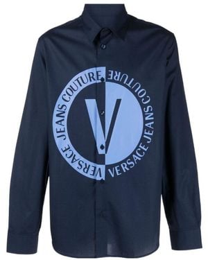 Versace Jeans Couture Logo-Print Cotton Shirt - Blue
