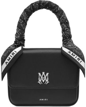 Amiri Bandana Scarf Logo Plaque Mini Tote Bag - Black