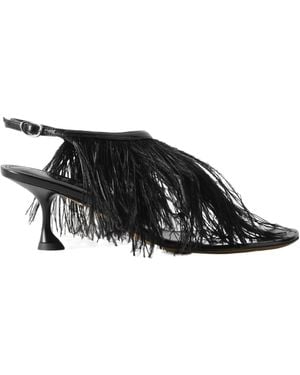 Proenza Schouler Feather-Decorated High-Heeled Tees - Black