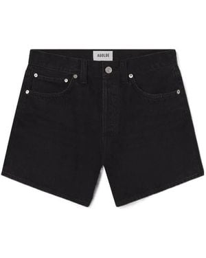 Agolde Parker Long High-Rise Denim Shorts - Black