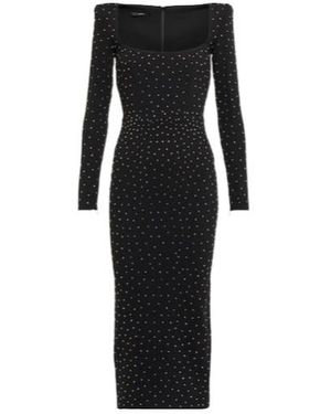 Alex Perry Tiernan Embellished Crêpe Midi Dress - Black