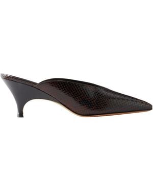 Le Monde Beryl Snake-Effect Leather Mules - Brown