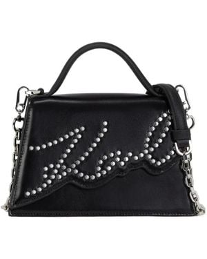 KARL LAGERFELD Small Signature Studded Cross Body Bag - Black