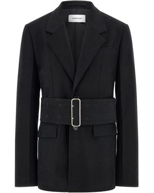 Ferragamo Wide Belt Blazer - Black