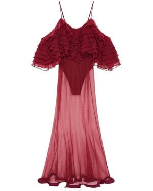 Givenchy Long Ruffled Dress - Red