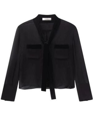 FRAME Pocket Tie-Detail Blouse - Black