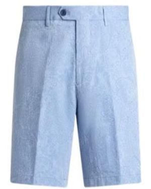 Etro Paisley Motif Striped Shorts - Blue