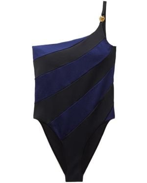 Versace One-Shoulder Swimsuit - Blue