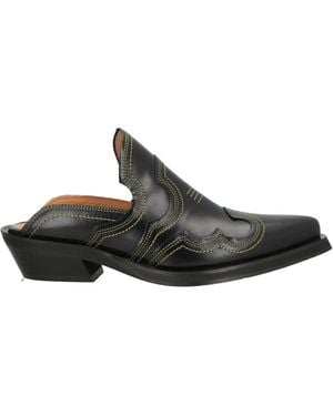 Ganni Simple Leather Mules - Black