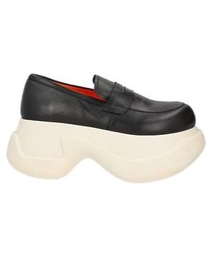 Marni Solidcolor Platform Leather Shoes - Black