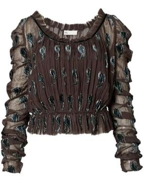 Tory Burch Ruched Velvet Top - Black
