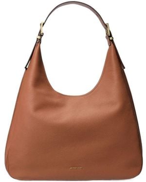 MICHAEL Michael Kors Nolita Large Pebbled Leather Hobo Shoulder Bag - Brown