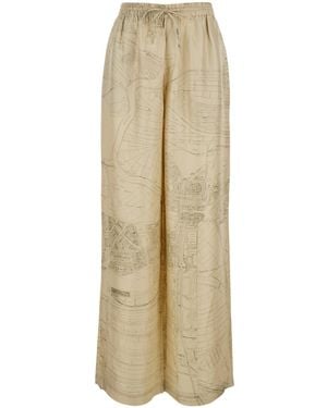 Rohe Wide Leg Satin Trousers - Natural