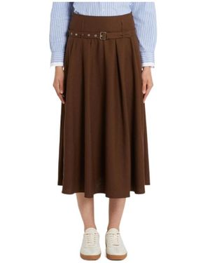 Marella Belted Midi Skirt - Brown