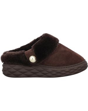 Jimmy Choo Logo Detailed Slip-On Sandals - Brown