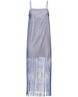 REMAIN Birger Embellished Lace Fringe Midi Dress - Blue