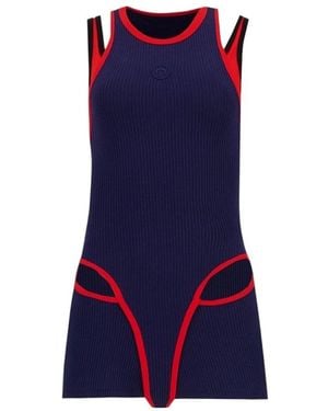 Marine Serre Form-Fitting Knit Bodysuit - Blue