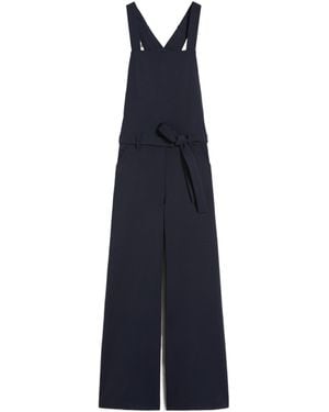 Weekend by Maxmara Wool Gabardine Overalls - Blue