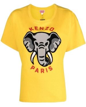 KENZO Embroidered Logo T-Shirt - Yellow