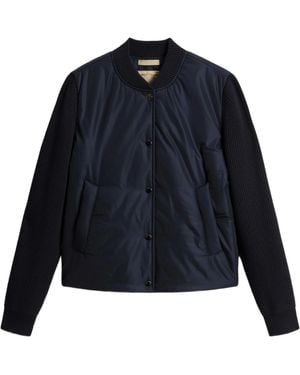 Woolrich Quilted Knit-Sleeve Bomber Jacket - Blue