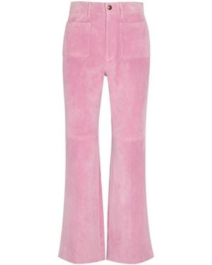 Chloé Flared-Leg Suede Pants - Pink