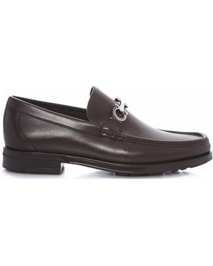 Ferragamo Logo Details Business Casual Shoes - Brown