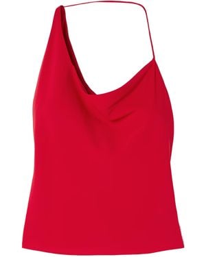 St. Agni Asymmetric Draped Satin Top - Red