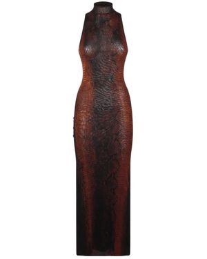 Jean Paul Gaultier Printed High-Neck Sleeveless Maxi Dress - Purple