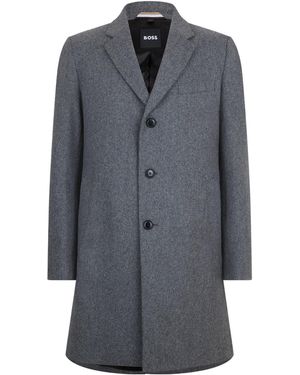 BOSS Wool-Blend Overcoat - Gray