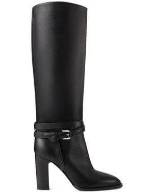 Ralph Lauren 90Mm Buckle-Strap Calfskin Boots - Black