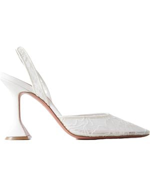 AMINA MUADDI Lace And Leather Slingback Pumps - White