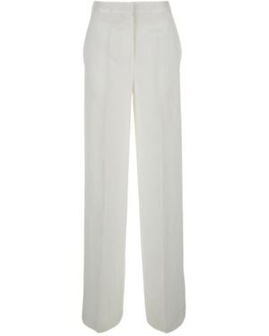 Semicouture Pressed-Crease Straight-Leg Trousers - White