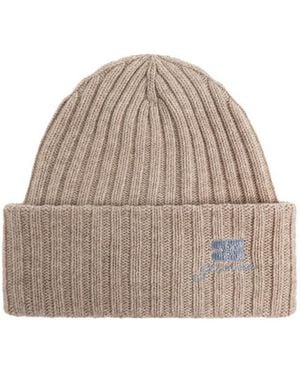 Ganni Wool Knit Beanie - Brown
