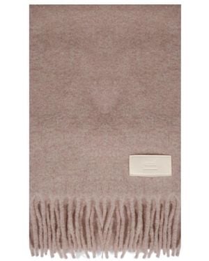 Ami Paris Fringed Wool-Blend Scarf - Brown