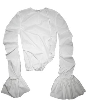 Acne Studios Draped Asymmetric Cotton Blouse - White