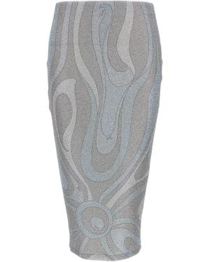 PUCCI Pucci Marmo-Print Midi Skirt - Grey