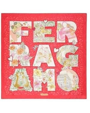 Ferragamo Printed Silk Scarf - Red