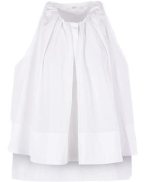 Co. Pleated, Belted Shirt - White