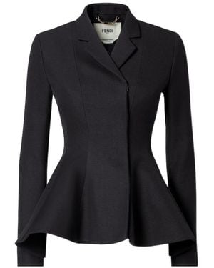 Fendi Grain De Poudre Wool Jacket - Black