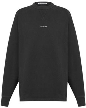Acne Studios Logo Round-Neck Pullover Sweater - Gray