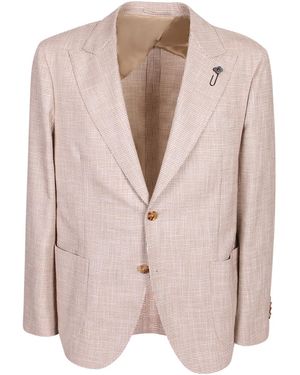 Lardini Micro Houndstooth Two-Button Blazer - Pink